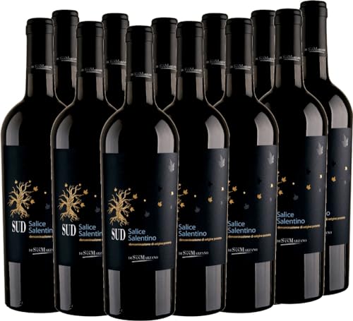 SUD Salice Salentino DOC Cantine San Marzano Rotwein 12 x 0,75l VINELLO - 12 x Weinpaket inkl. kostenlosem VINELLO.weinausgießer von Cantine San Marzano