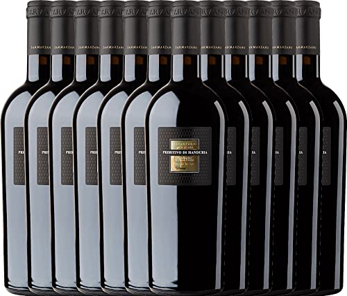 Sessantanni Primitivo di Manduria von Cantine San Marzano - Rotwein 12 x 0,75l 2018 VINELLO - 12er - Weinpaket inkl. kostenlosem VINELLO.weinausgießer von Cantine San Marzano