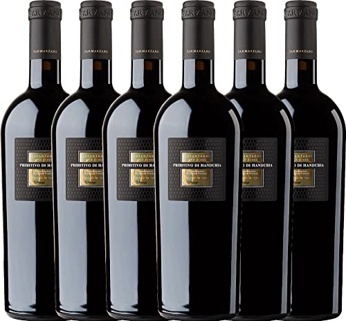 Sessantanni Primitivo di Manduria von Cantine San Marzano - Rotwein 6 x 0,75l 2018 VINELLO - 6er - Weinpaket inkl. kostenlosem VINELLO.weinausgießer von Cantine San Marzano