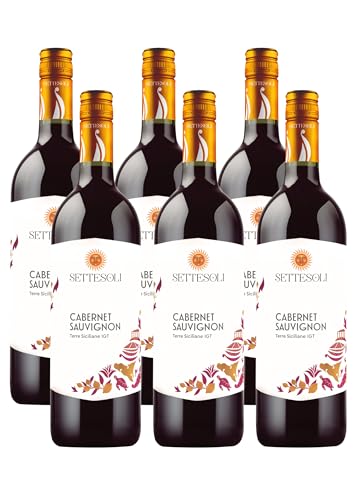 Settesoli Cabernet Sauvignon vegan – Trockener körperreicher Rotwein aus Sizilien (6 x 0,75L) von Cantine Settesoli