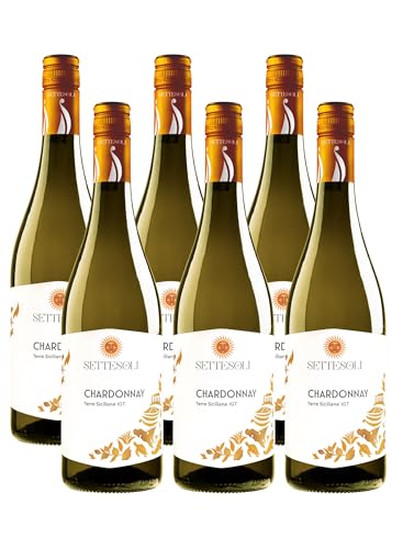 Settesoli Chardonnay vegan– Trockener fruchtiger Weißwein aus Sizilien (6 x 0,75L) von Cantine Settesoli