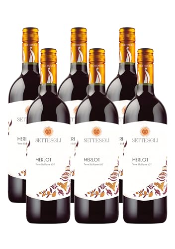 Settesoli Merlot vegan – Trockener leichter Rotwein aus Sizilien (6 x 0,75L) von Cantine Settesoli