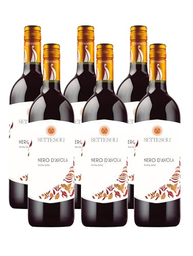 Settesoli Nero d'Avola vegan– Trockener würziger Rotwein aus Sizilien (6 x 0,75L) von Cantine Settesoli