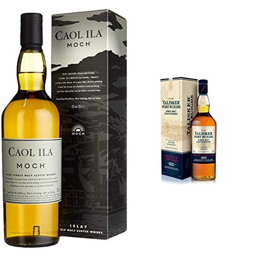 Caol Ila Moch | Islay Single Scotch Malt Whisky | 43% vol | 700ml & Talisker Port Ruighe | Single Malt Scotch Whisky | im hochwertigen Geschenkset | handverlesen von der Insel Skye | 45.8% vol | 700ml von Caol Ila