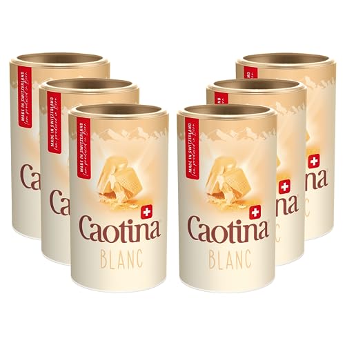 Caotina Blanc weiße Trinkschokolade - Kakao-Pulver für heiße Schokolade mit weißer Schweizer Schokolade - feinster Cacao nachhaltig und zertifiziert (6 x 500g) von Caotina