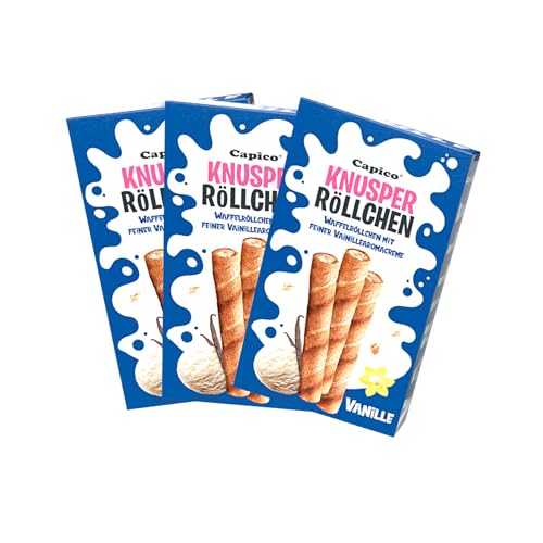 Capico Knusper Röllchen, Waffelröllchen mit feiner Vanillecreme (3x75g) von Capico