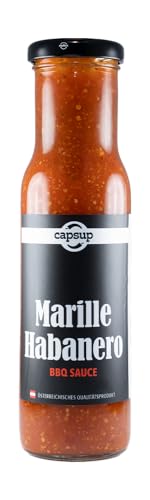 Capsup BBQ Sauce Marille Habanero, 250ml / 260g - Fruchtig scharfe Gewürz- & Grillsauce für Grillfleisch, Gemüse, Pommes, Steak von Capsup