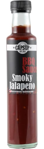 Capsup BBQ Sauce Smoky Jalapeno, 250ml / 280g, Vegane, glutenfreie, rauchige BBQ-Sauce mit frischen Jalapenos von Capsup