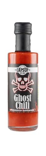 Capsup's Ghost Chili Hot Sauce, 100 ml, vegetarisch, ohne Zusatzstoffe, scharfe Chilisauce in Glasflasche von Capsup