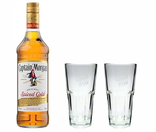 Captain Morgan Spiced Gold Rum 700ml + 2 Longdrink Gläser von Captain Morgan