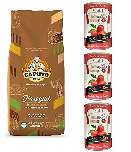 Mulino Caputo Fioreglut Glutenfreies Mehl 1kg + Italian Gourmet 100% italienische geschälte Tomaten dosen 3x 400g von Antimo Caputo