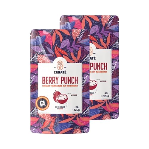 2x Caraté Berry Punch | Cascara Koffein Tee mit Waldfrüchten, Energy Tea, Qhisr, natürlich, nachhaltig; 250g für 50 Portionen von Caraté