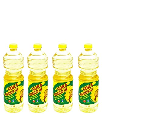 4 x 1 Liter Sonnenblumenöl Sora I Speiseöl I Frittieröl I Bratöl I Ideal zum Backen Braten und Salate von CardioCell