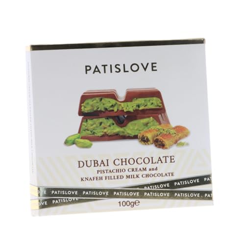 Patislove Dubai Schokolade, 100g, mit Pistazien-Sahne und Knafeh-Füllung von CardioCell