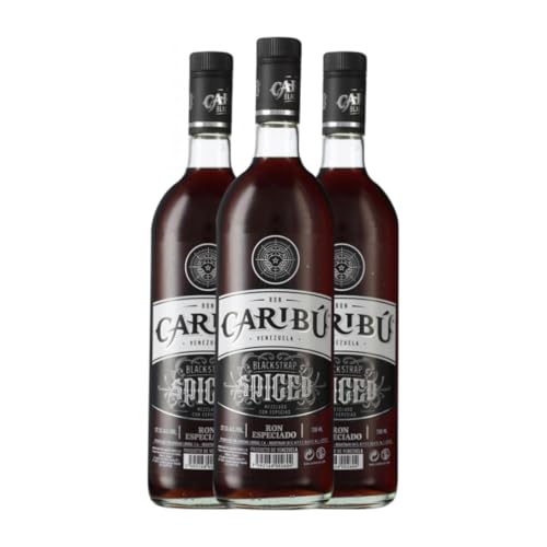 Rum Caribu Black Strap Spiced 70 cl (Karton mit 3 Flaschen von 70 cl) von Caribu