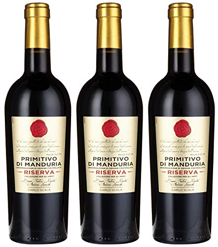 Carlo Scala Riserva - Primitivo di Manduria DOC trocken - Italienischer Rotwein (3 x 0.75 l) von Carlo Scala