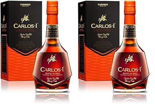 CARLOS I Brandy aus Jerez Solera Gran Reserva | Hergestellt aus Trauben nach dem Criadera- und Solera-Verfahren und gereift in alten Jerez-Fässern. Alkoholgehalt: 40%. Flasche: 70 cl. (Packung mit 2) von Carlos I