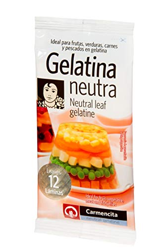 Carmencita -NEAUTIFUL GELATINE 20g (12 Blatt) Beutel- ideal um Ihren besten Rezepten Textur zu geben 200 gr. von Carmencita