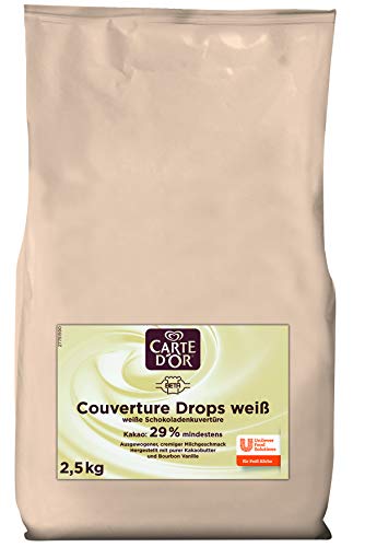 Carte d'Or Couverture Drops weiß (ausgewogener Milchgeschmack, mit Bourbon Vanille) 1er Pack (1 x 2,5 kg) von Carte d'Or