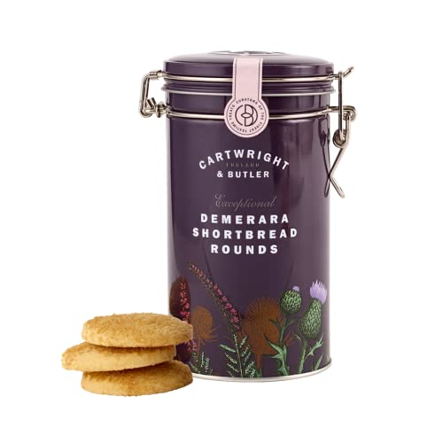 Cartwright & Butler® | Runde Demerara-Mürbeteigkekse | Mürbeteigkekse und Demerara-Zucker | Englischer Shortbread-Metallbehälter - 200 Gr von Cartwright & Butler