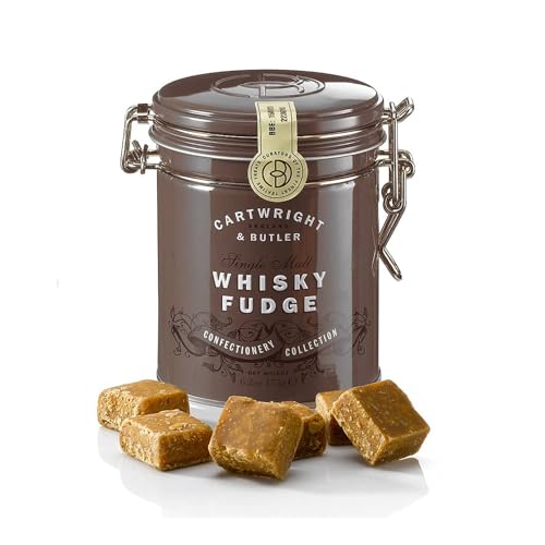 Cartwright & Butler® | Weicher Fudge | Englische Fudge-Bonbons aus Metall – 175 g | Weiche Mousse-Bonbons mit Whisky-Geschmack von Cartwright & Butler