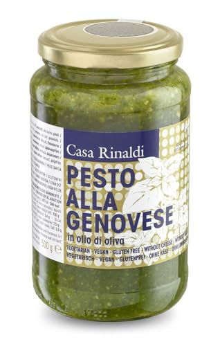 Casa Rinaldi - Pesto Sauce mit Basilikum in Olivenöl, Intensiver Geschmack von Basilikum, Ideal Zum Anmachen von Nudelgerichten und Kartoffelklößchen, 500g Glas von Casa Rinaldi