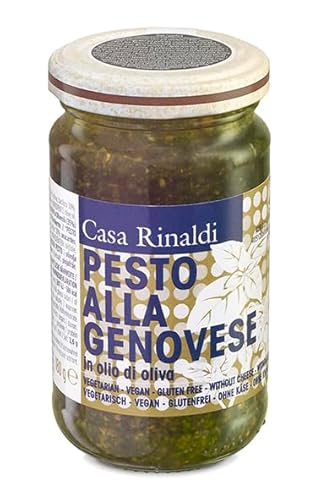 Casa Rinaldi - Pesto Sauce mit Basilikum in Olivenöl, Intensiver Geschmack von Basilikum, Ideal zum Anmachen von Nudelgerichten und Kartoffelklößchen, 180g Glas von Casa Rinaldi