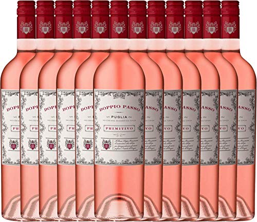 12er Weinpaket Rosé - Doppio Passo Rosato 2018 - CVCB mit VINELLO.weinausgießer | Roséwein halbtrocken | italienischer Sommerwein aus Apulien | 12 x 0,75 Liter von COXZD