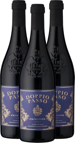 Doppio Passo Primitivo Salento Carlo Botter Rotwein 3 x 0,75l VINELLO - 3 x Weinpaket inkl. kostenlosem VINELLO.weinausgießer von Casa Vinicola Carlo Botter