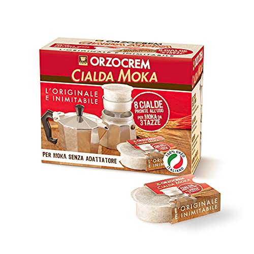 ORZOCREM Moka Kapsel, Kapseln Gebrauchsfertig mit Gerstengeschmack, Made in Italy, ideal für Mokka ohne Adapter ab 3 Tassen, Packung mit 8 Kapsel von Casa del Dolce