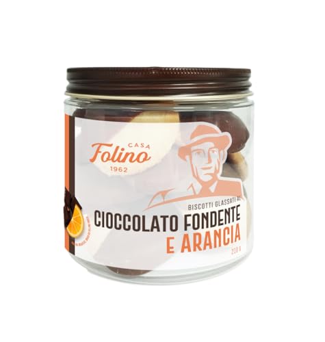 CasaFolino - Dunkle Schokoladen- und Orangenkekse 210 g - Italienisches Kunsthandwerker-Shortbread von CasaFolino