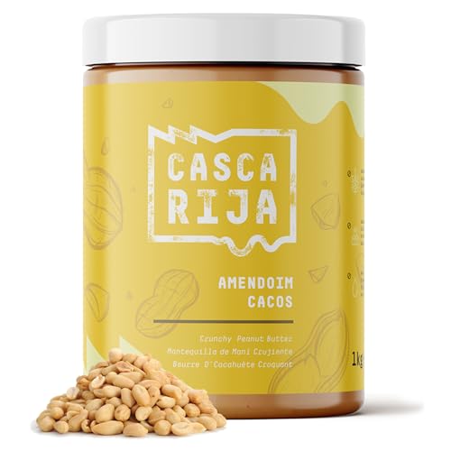 CASCA RIJA: Knusprige Erdnussbutter 1 kg | 99,8% Geröstete Erdnüsse + 0,01% Gemahlener Zimt + 0,01% Ingwerpulver | 100% Natürlich mit Gerösteten Erdnussstücken von Casca Rija