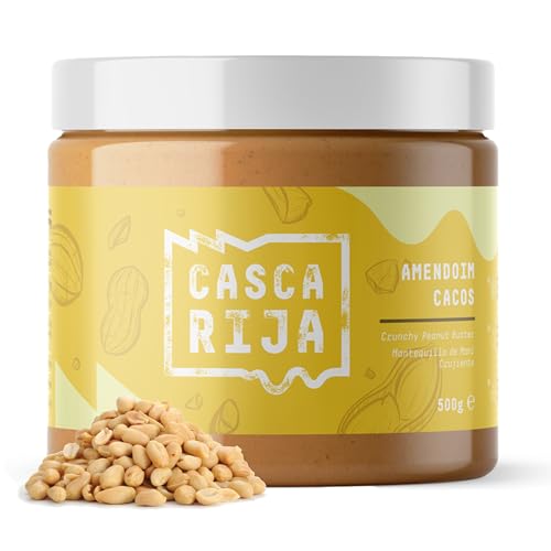 CASCA RIJA: Knusprige Erdnussbutter 500g | 99,8% Geröstete Erdnüsse + 0,01% Gemahlener Zimt + 0,01% Ingwerpulver | 100% Natürlich mit Gerösteten Erdnussstücken von Casca Rija