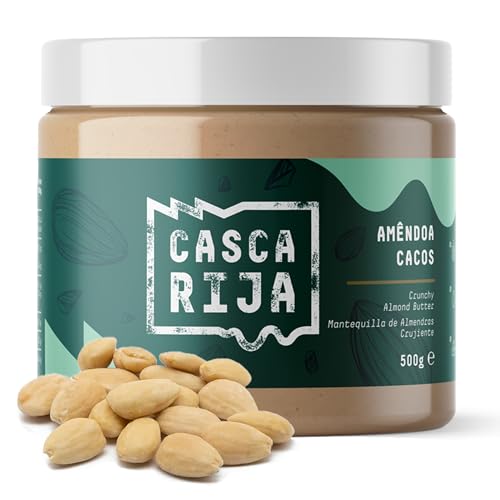 CASCA RIJA: Knusprige Mandelbutter 500g | 99,8% Geröstete Mandeln + 0,01% Gemahlener Zimt + 0,01% Gemgibre-Pulver | 100% Natürlich mit Gerösteten Mandelstücken von Casca Rija