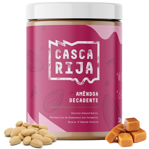 CASCA RIJA: Mandelbutter mit Praline 1 kg | Mit 0,01% Gemahlenem Zimt + 0,01% Gemgibre-Pulver | 100% Cremig mit Karamellisierten Mandelstücken, Vegan von Casca Rija