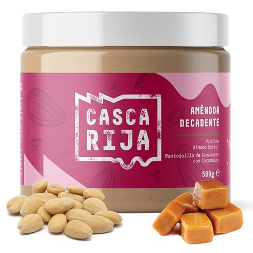 CASCA RIJA: Mandelbutter mit Praline 500g | Mit 0,01% Gemahlenem Zimt + 0,01% Gemgibre-Pulver | 100% Cremig mit Karamellisierten Mandelstücken, Vegan von Casca Rija