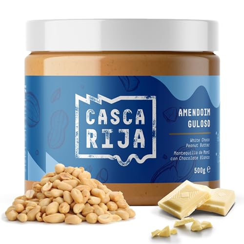 CASCA RIJA: Weiße Schokoladen-Erdnussbutter 500g | 89,8% Geröstete Erdnüsse + 10% Weiße Schokolade + 0,01% Gemahlener Zimt + 0,01% Ingwerpulver von Casca Rija