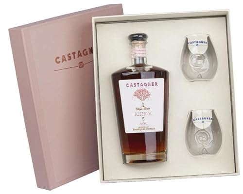 CASTAGNER GRAPPA RISERVA 5 ANNI BARRIQUE IN CILIEGIO 70 CL CONFEZIONE REGALO CON 2 BICCHIERI von Castagner