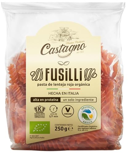 Castagno Bio-rote Linsen Fusilli 250g von Castano organico