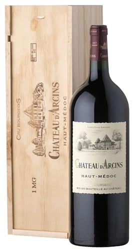 Geschenkbox Holzkiste - Magnumflasche Rotwein - Château Arcins - AOP Haut Medoc - 1,5 L von Castel Chateaux Grands Crus