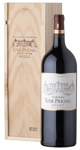 Geschenkbox Holzkiste - Magnumflasche Rotwein - Château Tour Prignac - AOP Medoc - 1,5 L von Castel Chateaux Grands Crus