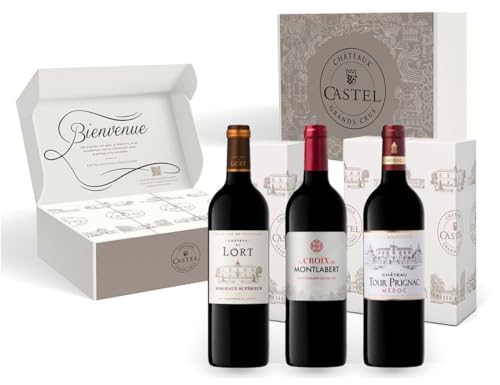 Geschenkset Goldmedaillengewinner Bordeaux-Wein - Rotwein Trocken : Château du Lort - La Croix Montlabert - Châteaux Tour Prignac (3 x 0,75 l) von Castel Chateaux Grands Crus