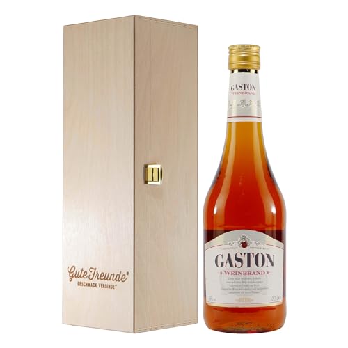 Gaston Weinbrand mit Geschenk-Holzkiste von Caston