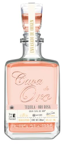 Cava de Oro Rosa Tequila 100% Agave | Finish im Rotwein Fass | Fuchtig-florale Noten gepaart mit roten Früchten | 1 x 700ml | 40% vol von Cava de Oro