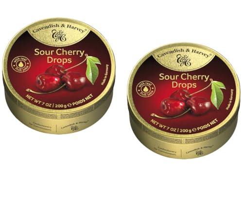 Cavendish & Harvey Sour Cherry Drops Kirschbonbons Vorteilspackung 2 x 200g von Cavendish and Harvey