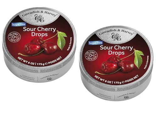 Cavendish & Harvey Sour Cherry Drops Sugar Free Bonbons Mit Kirschgeschmack Ohne Zucker Vorteilspackung 2 x 175g von Cavendish and Harvey