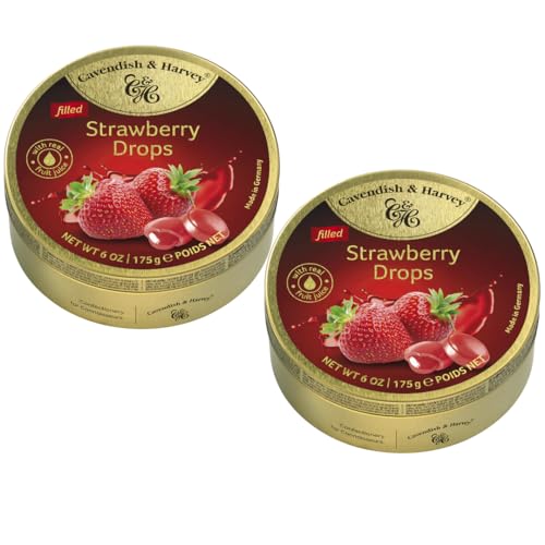 Cavendish & Harvey Strawberry Drops Filled Gefüllte Erdbeerbonbons Vorteilspackung 2 x 175g von Cavendish and Harvey