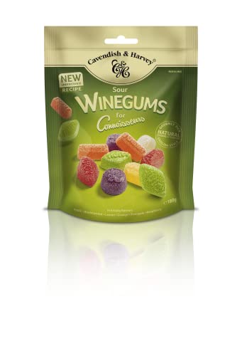 C&H SOUR WINEGUMS F. CONNOISS. 14X180G, saure Weingummis für Kenner von Cavendish & Harvey