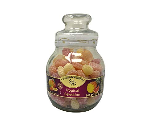 Cavendish & Harvey Tropical Selection 966g Glas | Mango, Grapefruit, Maracuja, Kalamansi, Ananas | Fruchtbonbons mit natürlichen Aromen | Vegan, Halal, Koscher | 1 x 966g von Cavendish & Harvey