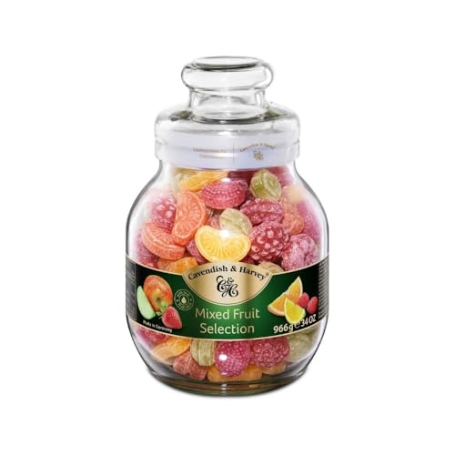 Cavendish & Harvey Mixed Fruit Selection 966g Glas | Orange, Zitrone, Apfel, Himbeere, Erdbeere | Fruchtbonbons mit natürlichen Aromen | Vegan, Halal, Koscher | 1 x 966g von Cavendish & Harvey